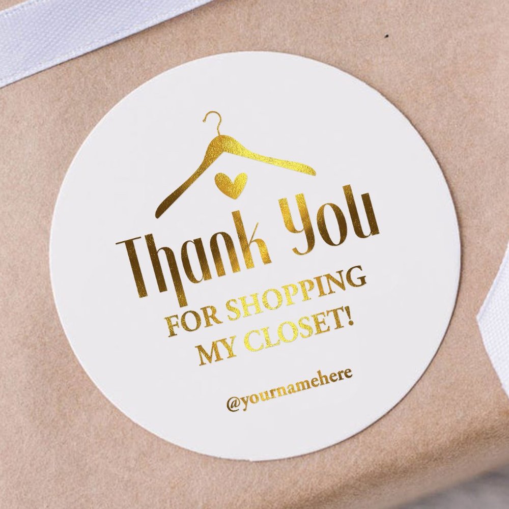 Thank You For Shopping My Closet Stickers with Name or Custom Text